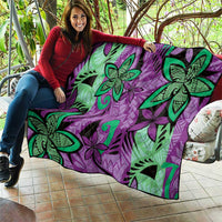 Plumeria Polynesian Pattern Quilt Unique Fantasy Purple Green LT01 - Polynesian Pride