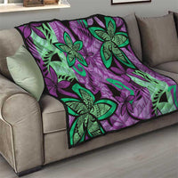 Plumeria Polynesian Pattern Quilt Unique Fantasy Purple Green LT01 - Polynesian Pride
