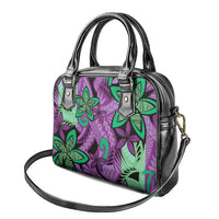 Plumeria Polynesian Pattern Shoulder Handbag Unique Fantasy Purple Green LT01 - Polynesian Pride