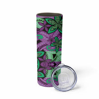 Plumeria Polynesian Pattern Skinny Tumbler Unique Fantasy Purple Green LT01 - Polynesian Pride