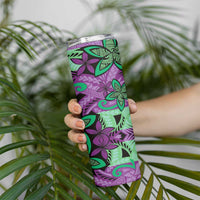Plumeria Polynesian Pattern Skinny Tumbler Unique Fantasy Purple Green LT01 - Polynesian Pride