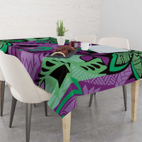 Plumeria Polynesian Pattern Tablecloth Unique Fantasy Purple Green
