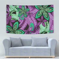Plumeria Polynesian Pattern Tapestry Unique Fantasy Purple Green LT01 - Polynesian Pride