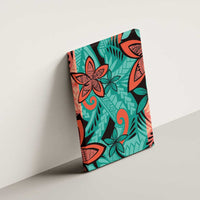 Plumeria Polynesian Pattern Canvas Wall Art Unique Fantasy Teal Orange