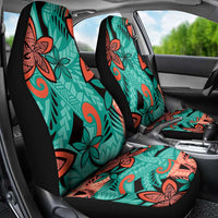 Plumeria Polynesian Pattern Car Seat Cover Unique Fantasy Teal Orange