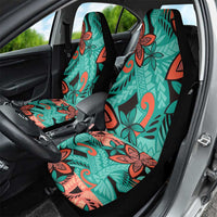 Plumeria Polynesian Pattern Car Seat Cover Unique Fantasy Teal Orange