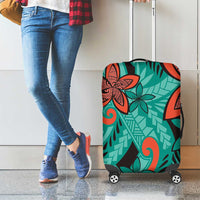 Plumeria Polynesian Pattern Luggage Cover Unique Fantasy Teal Orange LT01 - Polynesian Pride