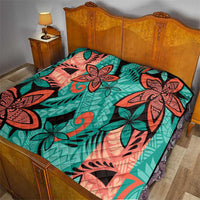 Plumeria Polynesian Pattern Quilt Unique Fantasy Teal Orange LT01 - Polynesian Pride