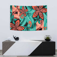 Plumeria Polynesian Pattern Tapestry Unique Fantasy Teal Orange LT01 - Polynesian Pride