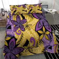 Plumeria Polynesian Pattern Bedding Set Unique Fantasy Yellow Purple