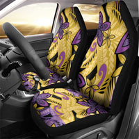 Plumeria Polynesian Pattern Car Seat Cover Unique Fantasy Yellow Purple