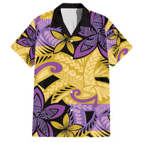 Plumeria Polynesian Pattern Family Matching Off The Shoulder Long Sleeve Dress and Hawaiian Shirt Unique Fantasy Yellow Purple