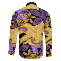 Plumeria Polynesian Pattern Family Matching Off The Shoulder Long Sleeve Dress and Hawaiian Shirt Unique Fantasy Yellow Purple