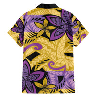 Plumeria Polynesian Pattern Family Matching Puletasi and Hawaiian Shirt Unique Fantasy Yellow Purple