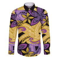 Plumeria Polynesian Pattern Family Matching Puletasi and Hawaiian Shirt Unique Fantasy Yellow Purple