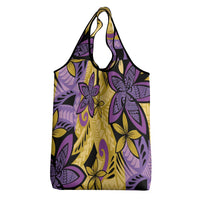 Plumeria Polynesian Pattern Grocery Bag Unique Fantasy Yellow Purple