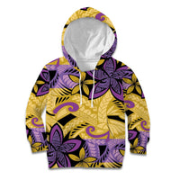 Plumeria Polynesian Pattern Kid Hoodie Unique Fantasy Yellow Purple