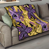 Plumeria Polynesian Pattern Quilt Unique Fantasy Yellow Purple