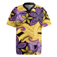 Plumeria Polynesian Pattern Rugby Jersey Unique Fantasy Yellow Purple