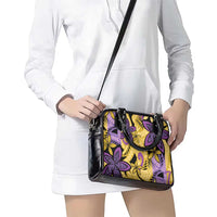 Plumeria Polynesian Pattern Shoulder Handbag Unique Fantasy Yellow Purple LT01 - Polynesian Pride
