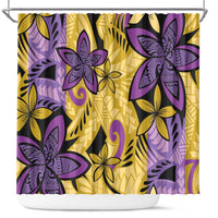 Plumeria Polynesian Pattern Shower Curtain Unique Fantasy Yellow Purple LT01 Yellow - Polynesian Pride