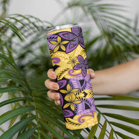 Plumeria Polynesian Pattern Skinny Tumbler Unique Fantasy Yellow Purple LT01 - Polynesian Pride