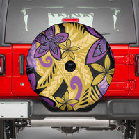 Plumeria Polynesian Pattern Spare Tire Cover Unique Fantasy Yellow Purple