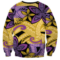 Plumeria Polynesian Pattern Sweatshirt Unique Fantasy Yellow Purple