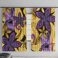 Plumeria Polynesian Pattern Window Curtain Unique Fantasy Yellow Purple