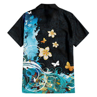 Blue Grunge Polynesian Pattern Family Matching Summer Maxi Dress and Hawaiian Shirt Plumeria Floral LT01 - Polynesian Pride