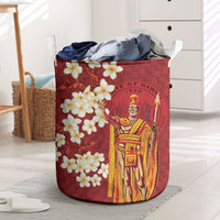 Hawaii King Kamehameha Laundry Basket Plumeria Lauhala Pattern