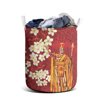 Hawaii King Kamehameha Laundry Basket Plumeria Lauhala Pattern