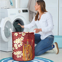 Hawaii King Kamehameha Laundry Basket Plumeria Lauhala Pattern