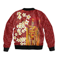 Hawaii King Kamehameha Bomber Jacket Plumeria Lauhala Pattern LT01 - Polynesian Pride