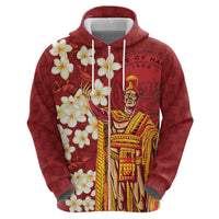 Hawaii King Kamehameha Zip Hoodie Plumeria Lauhala Pattern LT01 - Polynesian Pride