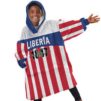 Personalized Liberia 1847 Kid Wearable Blanket Hoodie Happy Independence Day