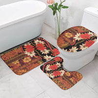 Hawaii Christmas Poinsettia Lei Bathroom Set Tapa Pattern - Polynesian Pride