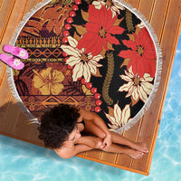 Hawaii Christmas Poinsettia Lei Beach Blanket Tapa Pattern - Polynesian Pride