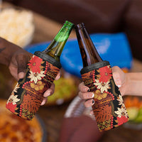 Hawaii Christmas Poinsettia Lei 4 in 1 Can Cooler Tumbler Tapa Pattern - Polynesian Pride