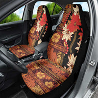 Hawaii Christmas Poinsettia Lei Car Seat Cover Tapa Pattern - Polynesian Pride