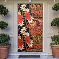 Hawaii Christmas Poinsettia Lei Door Cover Tapa Pattern - Polynesian Pride