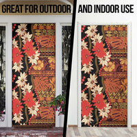 Hawaii Christmas Poinsettia Lei Door Cover Tapa Pattern - Polynesian Pride