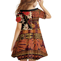 Hawaii Christmas Poinsettia Lei Family Matching Summer Maxi Dress and Hawaiian Shirt Tapa Pattern - Polynesian Pride