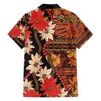 Hawaii Christmas Poinsettia Lei Family Matching Summer Maxi Dress and Hawaiian Shirt Tapa Pattern - Polynesian Pride