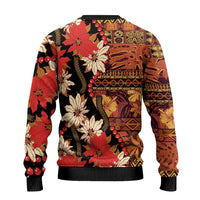 Hawaii Christmas Poinsettia Lei Ugly Christmas Sweater Tapa Pattern - Polynesian Pride