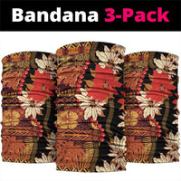 Hawaii Christmas Poinsettia Lei Neck Gaiter Tapa Pattern - Polynesian Pride