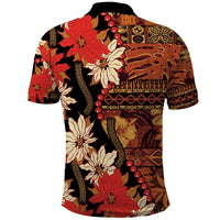 Hawaii Christmas Poinsettia Lei Polo Shirt Tapa Pattern - Polynesian Pride