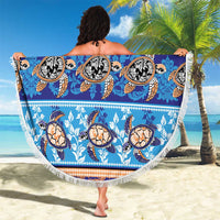 Hawaii Turtles Pattern Special Blue Beach Blanket - Polynesian Pride