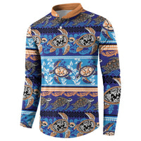 Hawaii Turtles Pattern Special Blue Button Sweatshirt LT01 - Polynesian Pride