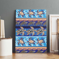 Hawaii Turtles Pattern Special Blue Canvas Wall Art - Polynesian Pride